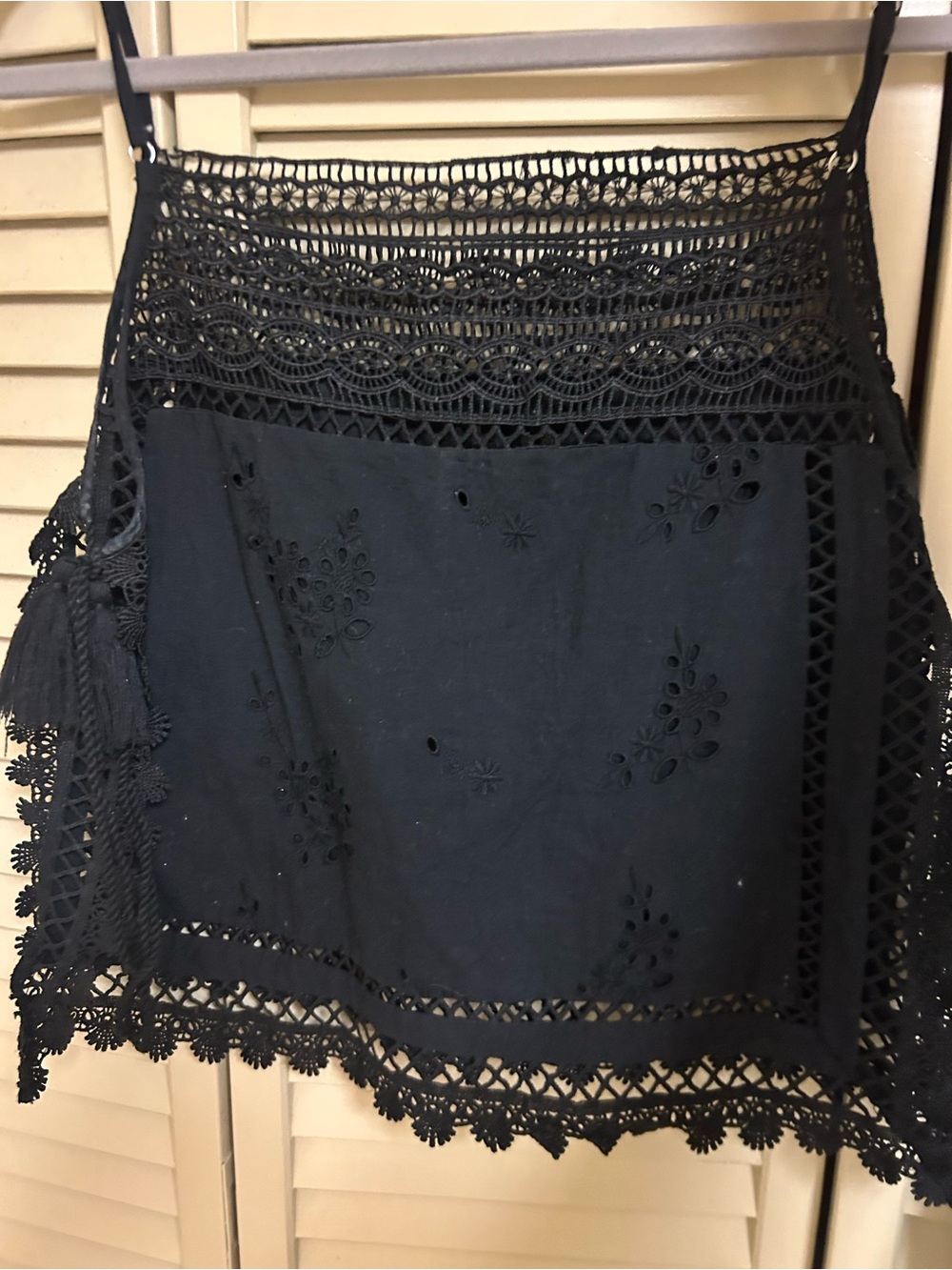 Free People Black Crocheted Eyelet Tank Top